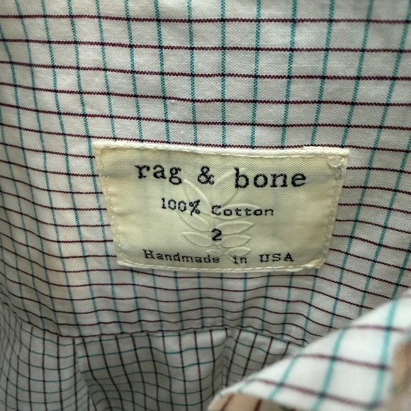 Women's Rag and Bone White Plaid Tunic Shirt. - Picture 2 of 3